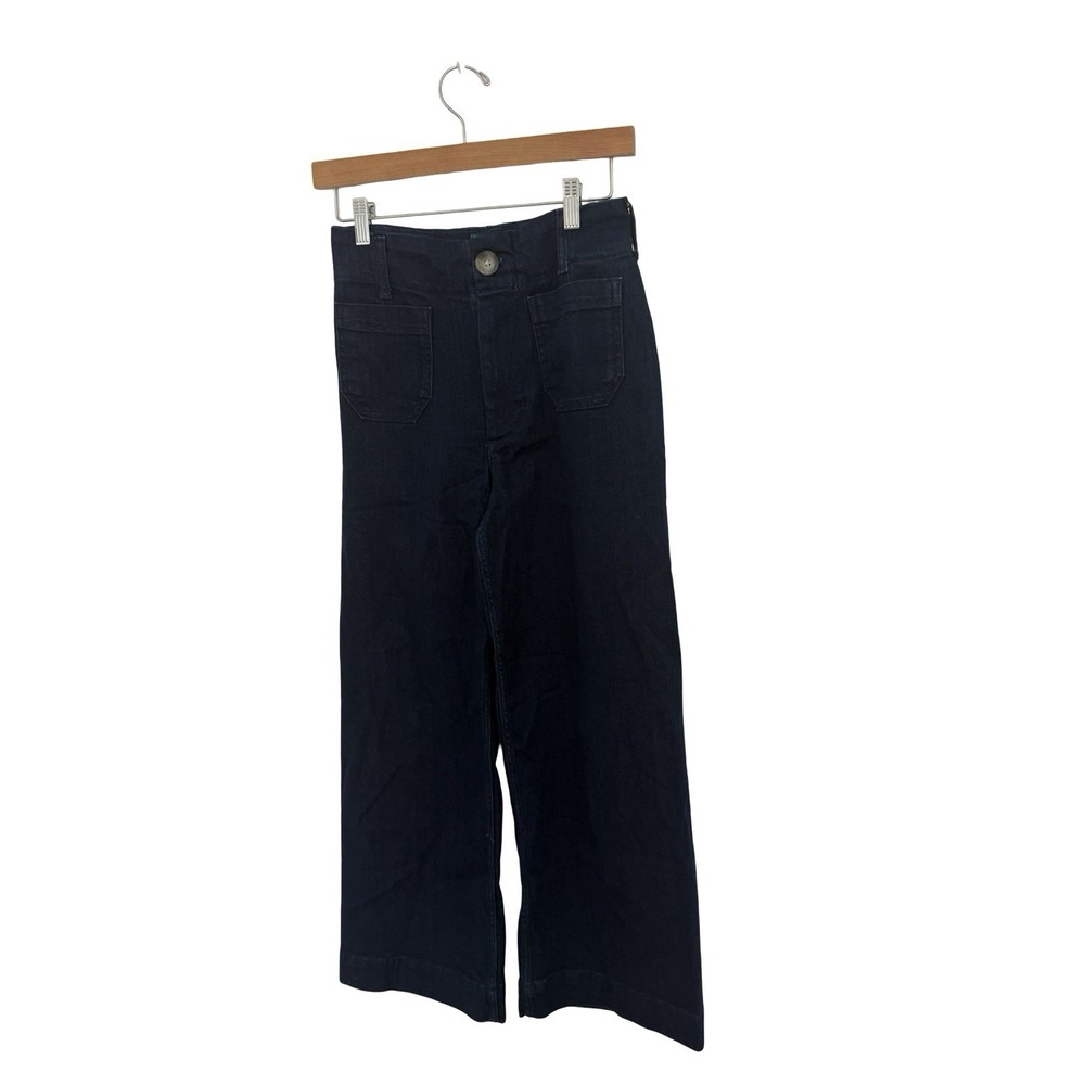 Anthropologie Maeve The Colette Cropped Wide-Leg Jeans Blue Denim Size 26